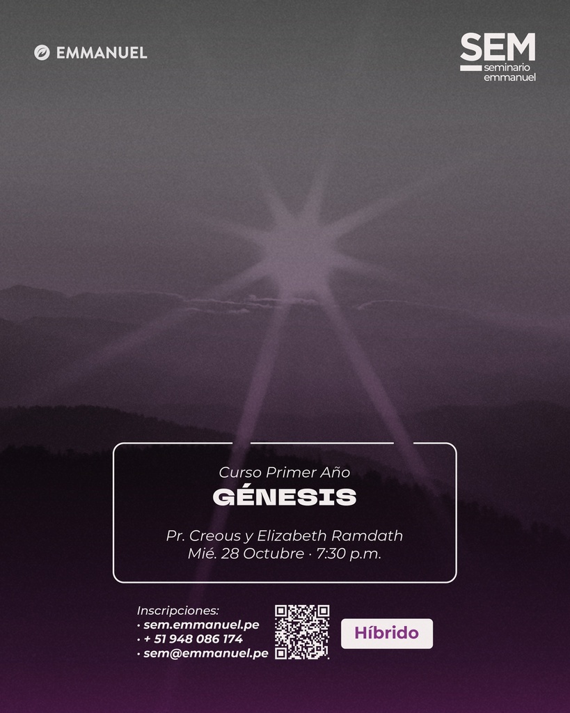 SEM: Génesis (Apologética) - Miércoles 28 Octubre - Curso Híbrido